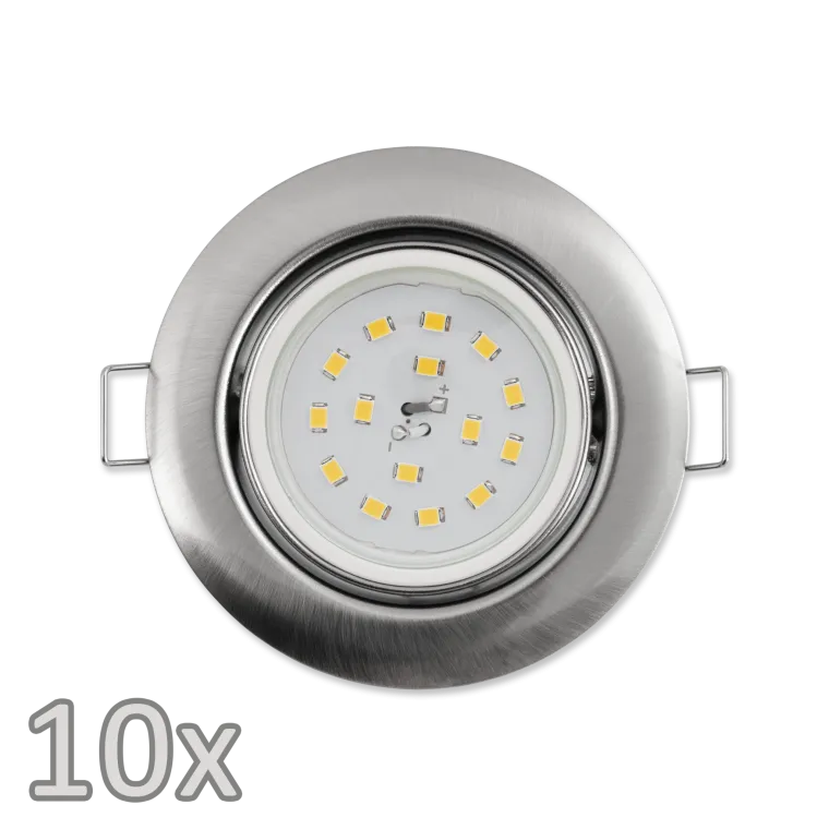 Einbauleuchten-Set McShine, 10xRahmen, 10xLED-Modul, 5W, 400lm, 230V, Edelstahl