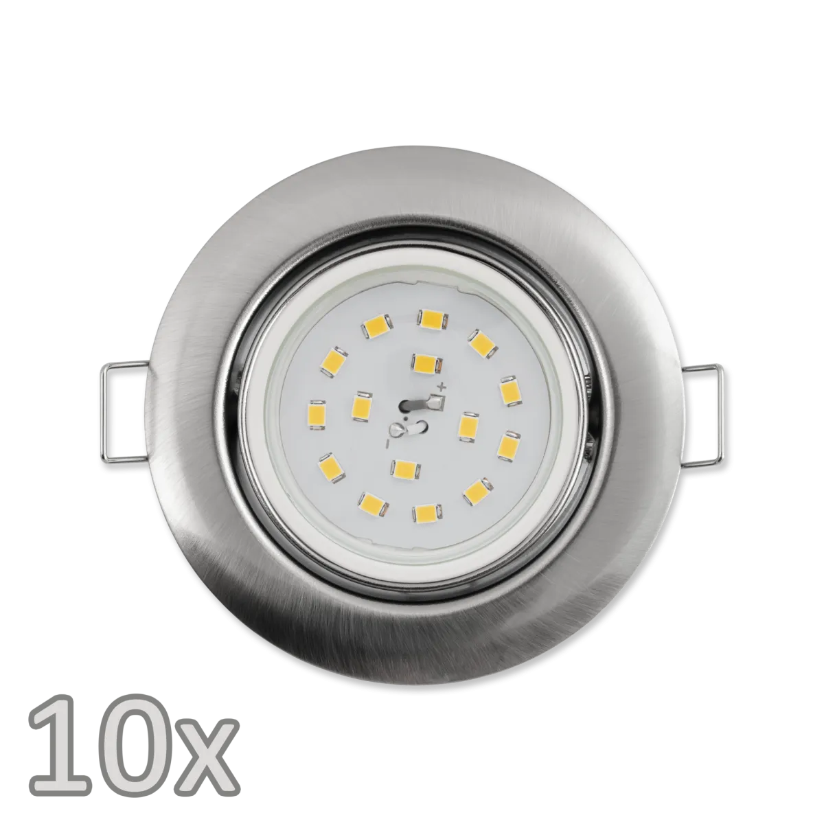 Einbauleuchten-Set McShine, 10xRahmen, 10xLED-Modul, 5W, 400lm, 230V, Edelstahl