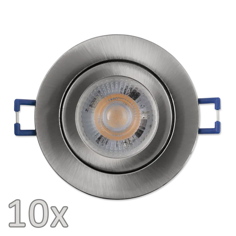 Einbauleuchten-Set McShine, 10xRahmen,10x LED-Modul, 5W, 400lm, 230V, Edelstahl,