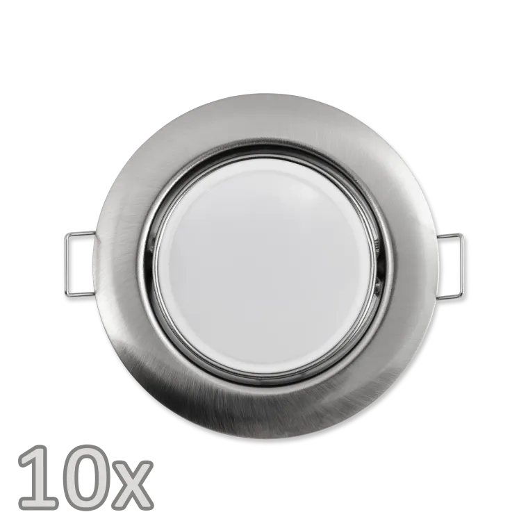 Einbauleuchten-Set McShine,10xRahmen, 10xLED-Modul, 5W, 440lm, 230V, Edelstahl