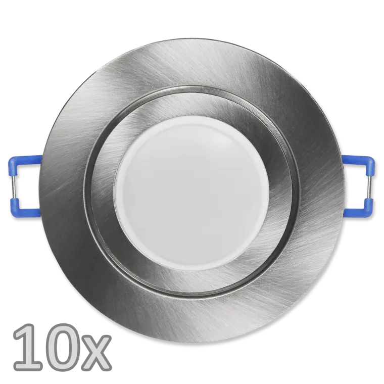 Einbauleuchten-Set McShine, 10xRahmen, 10xLED-Modul, 5W, 440lm, 230V, Edelstahl