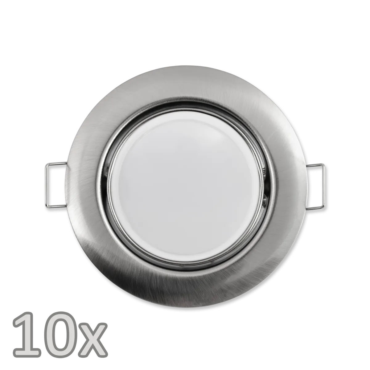 Einbauleuchten-Set McShine, 10xRahmen, 10xLED-Modul, 7W, 608lm, 230V, Edelstahl,