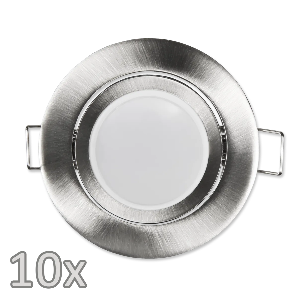 Einbauleuchten-Set McShine, 10xRahmen, 10xLED-Modul, 7W, 608lm, 230V, Edelstahl