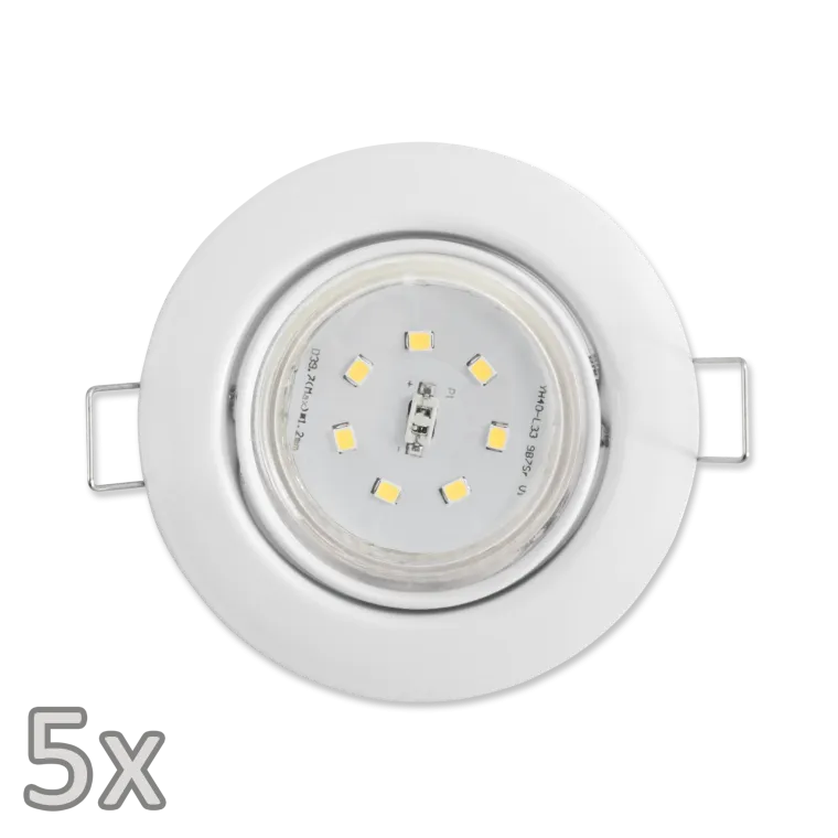 Einbauleuchten-Set McShine, 5xRahmen, 5xLED-Strahler, GU10, 3W, 300 lm, weiß
