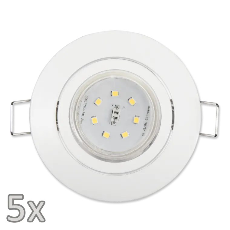 Einbauleuchten-Set McShine, 5xRahmen, 5xLED-Strahler, GU10, 3W, 300 lm, weiß