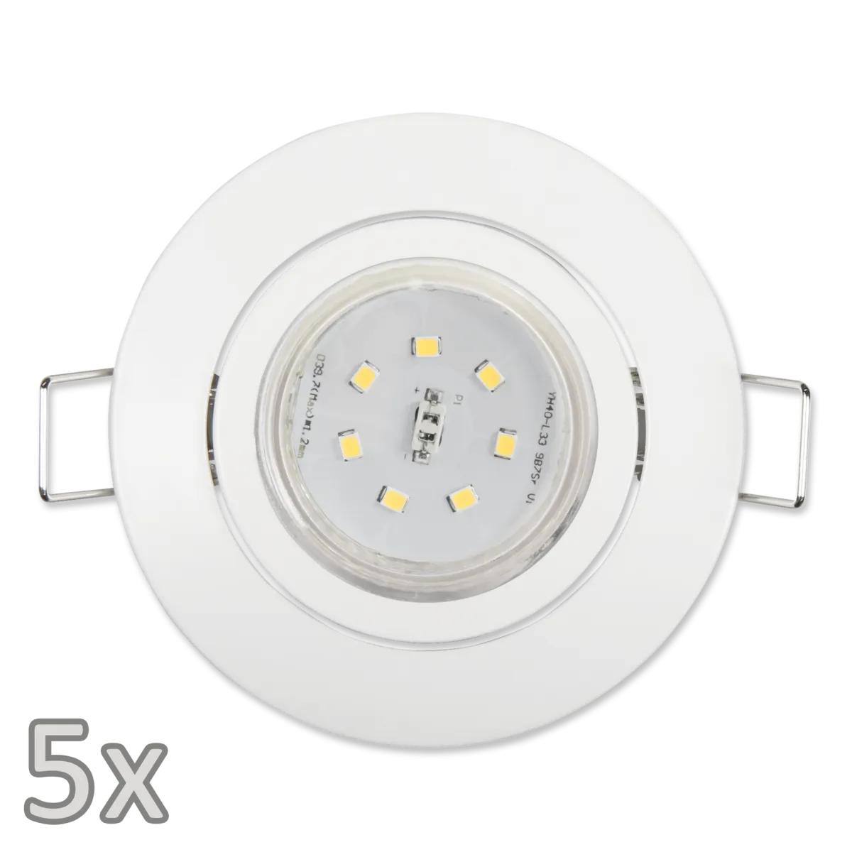 Einbauleuchten-Set McShine, 5xRahmen, 5xLED-Strahler, GU10, 3W, 300 lm, weiß