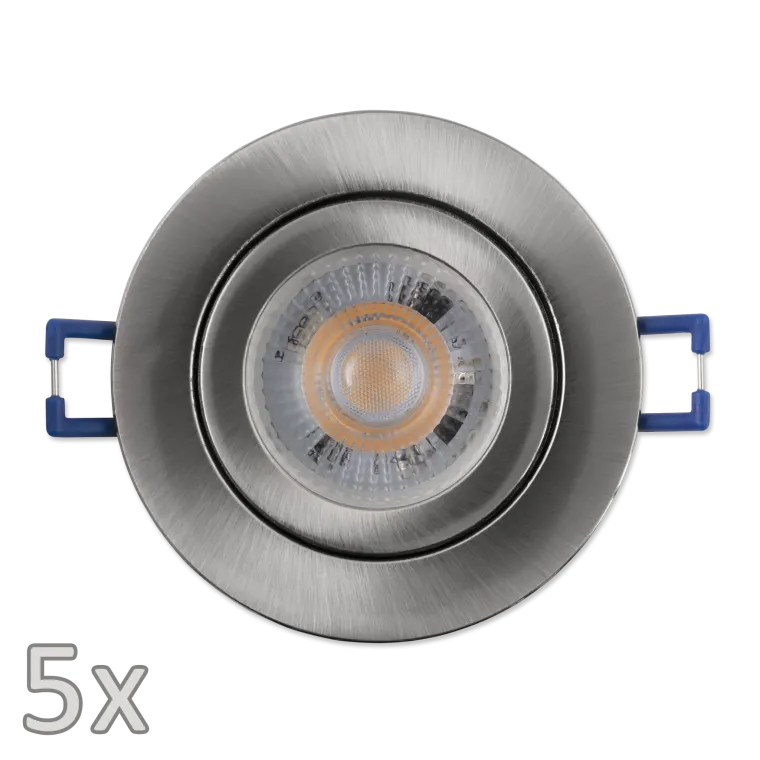 Einbauleuchten-Set McShine, 5xRahmen, 5xLED-Modul, 5W, 400lm, 230V, Edelstahl