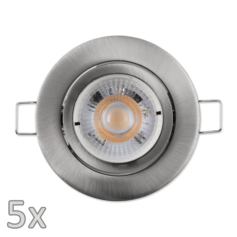 Einbauleuchten-Set McShine, 5xRahmen, 5xLED-Modul, 5W, 400lm, 230V, Edelstahl