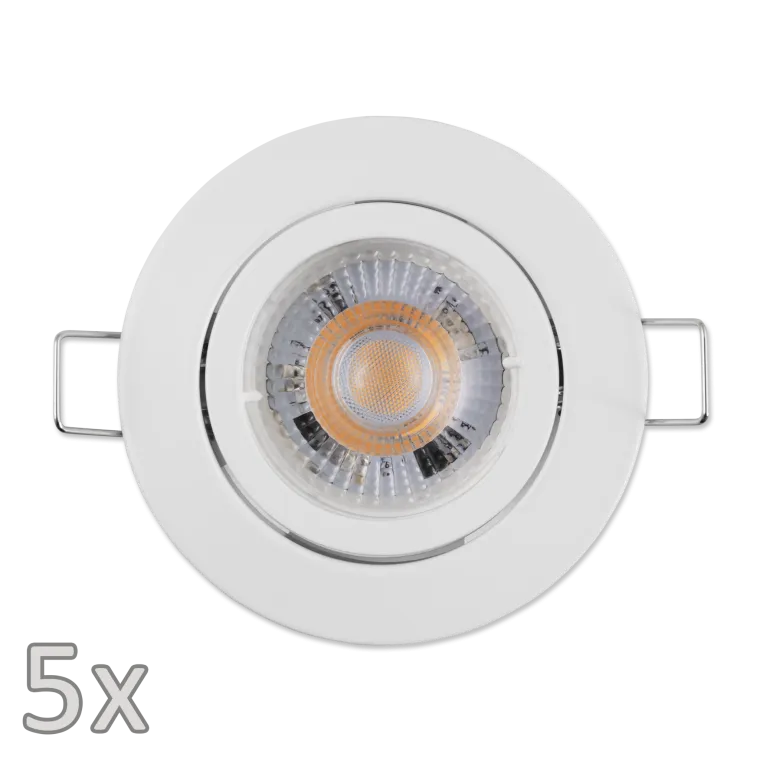 Einbauleuchten-Set McShine, 5xRahmen, 5xLED-Modul, 5W, 400lm, 230V, weiß