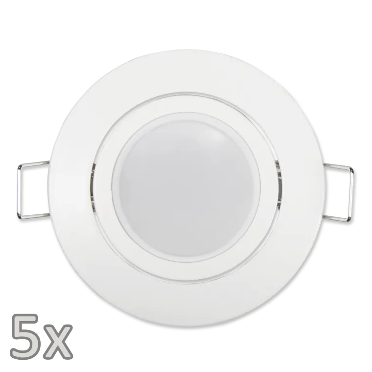 Einbauleuchten-Set McShine, 5xRahmen, 5xLED-Modul, 5W, 440lm, 230V, weiß,