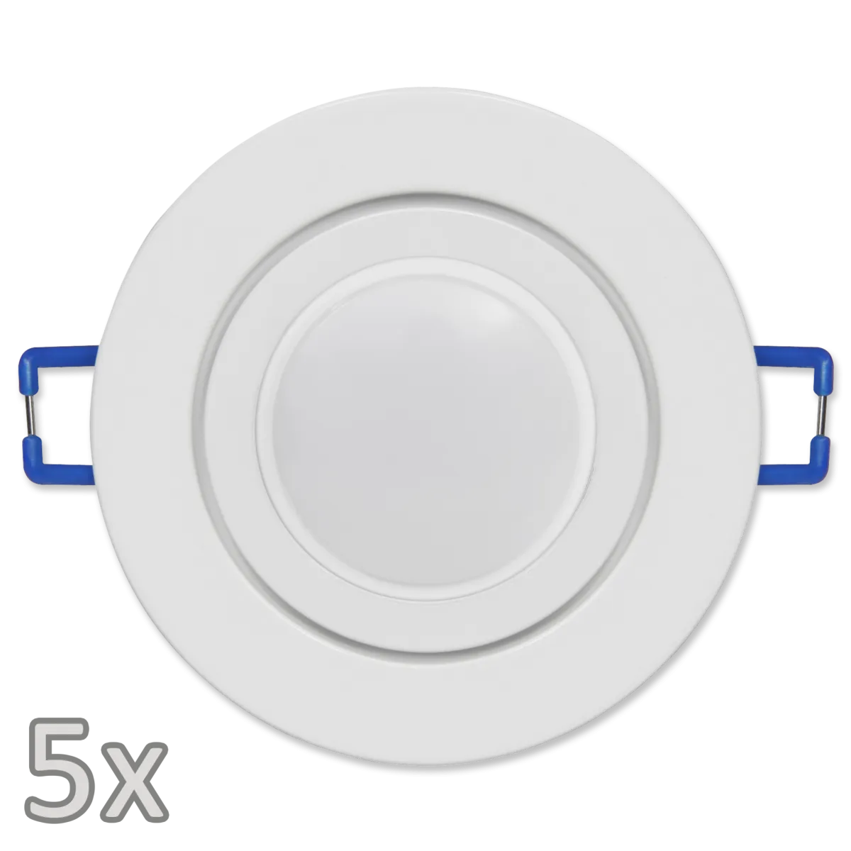 Einbauleuchten-Set McShine, 5xRahmen, 5xLED-Modul, 7W, 608lm, 230V, weiß, IP44