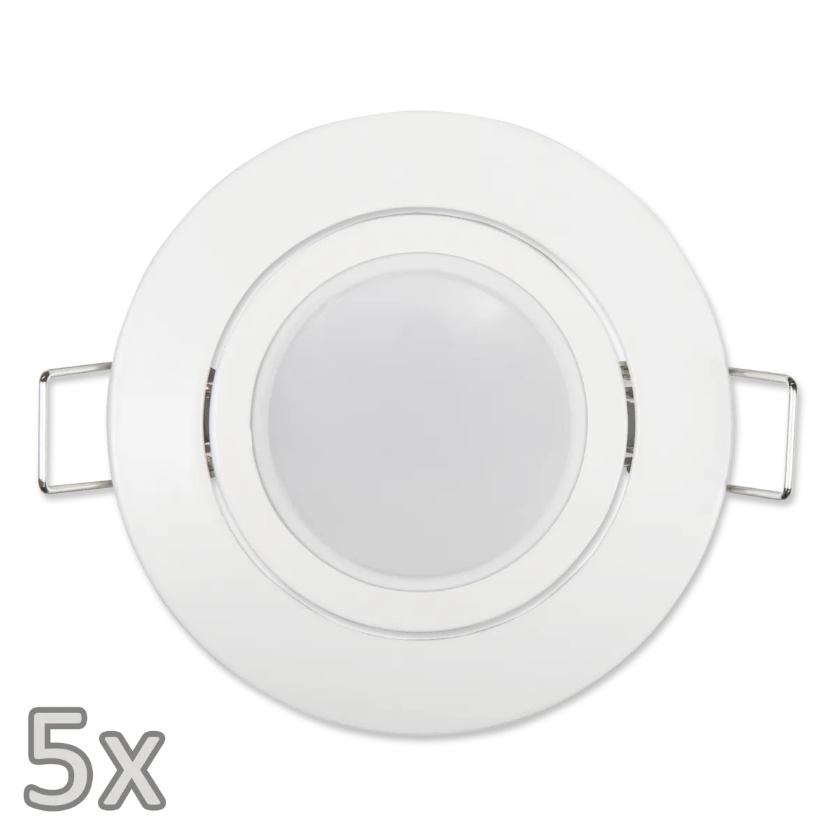 Einbauleuchten-Set McShine, 5xRahmen, 5xLED-Modul, 7W, 608lm, 230V, weiß