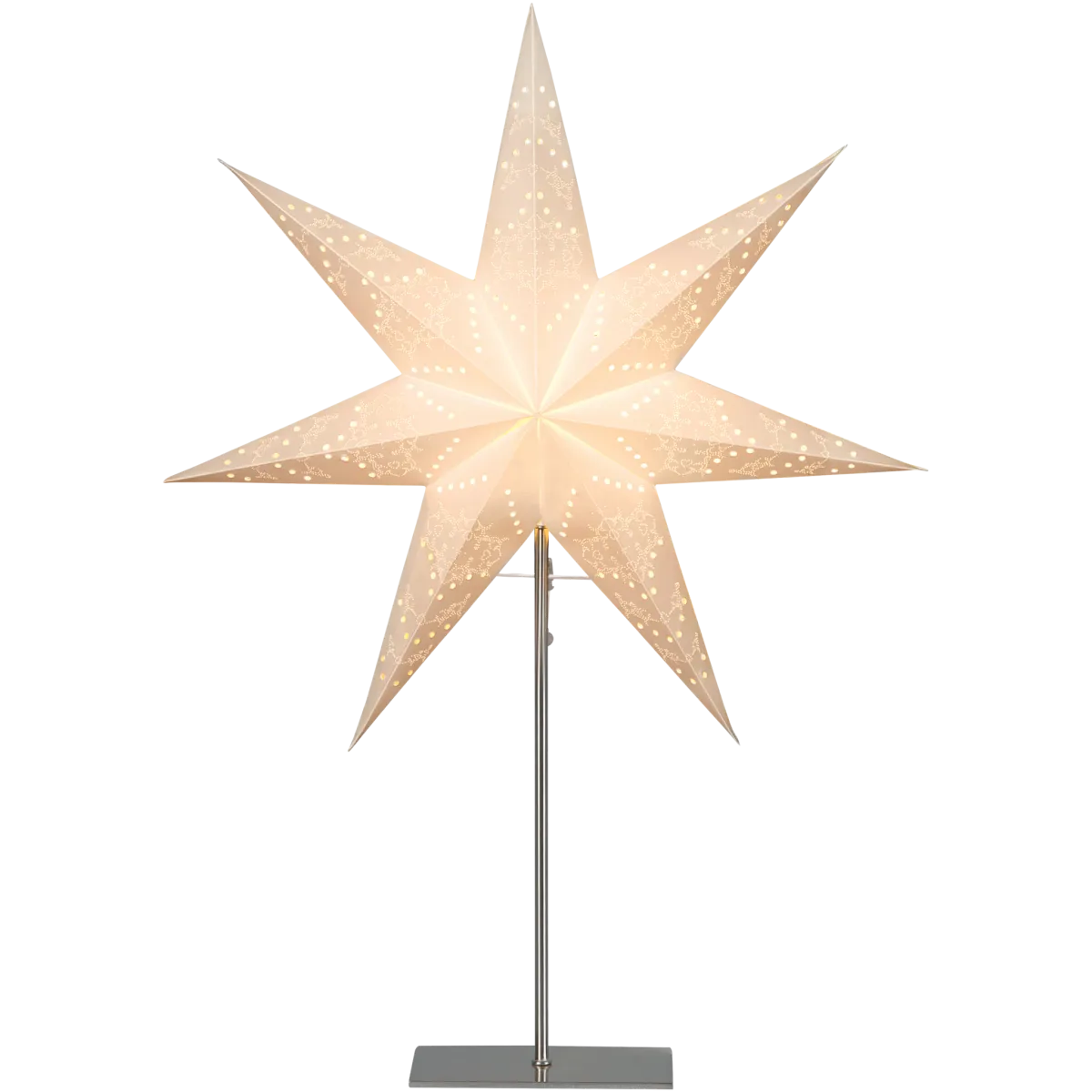 Standleuchte Stern "Sensy 78", 78x52cm, E14, Farbe: Creme, Metall/Papier