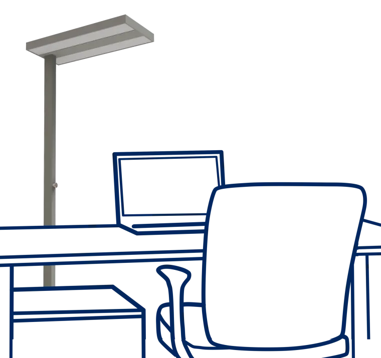 LED-Schreibtisch-Stehleuchte ROLF KERN „Smart“, dimmbar, Aluminium/Acryl