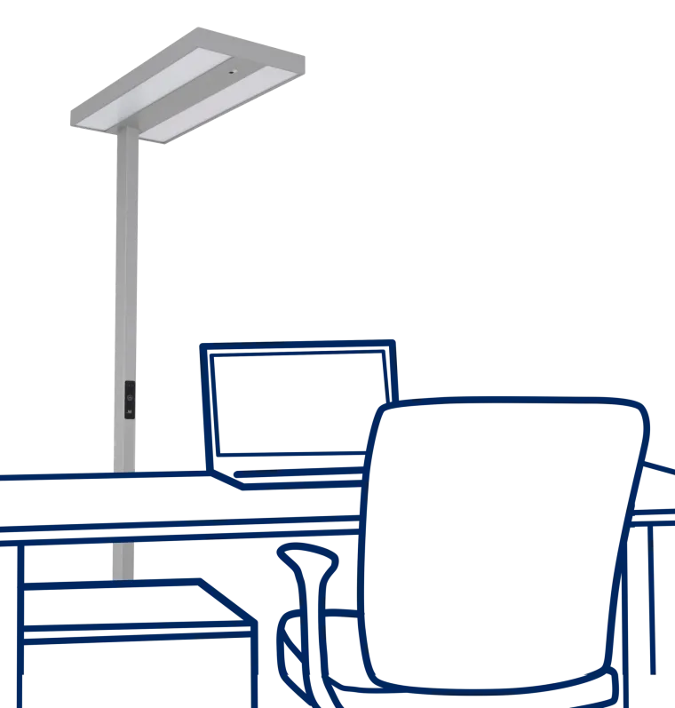 LED-Schreibtisch-Stehleuchte ROLF KERN „Smart-Pro“ mit Touch Display, PIR & Tageslicht-Sensor