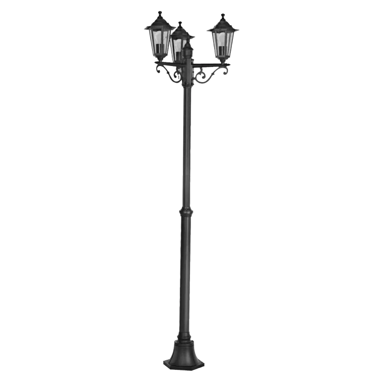 Außen-Stehleuchte EGLO "Laterna 4", 3 Leuchtenköpfe, Aluminium, E27, klares Glas