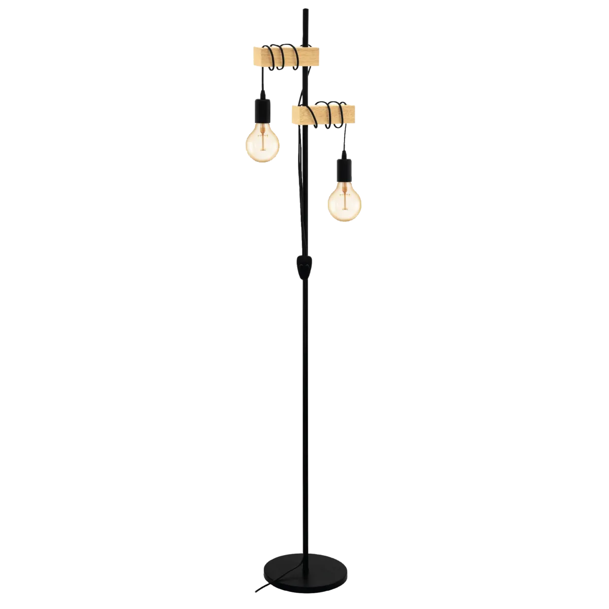 Stehleuchte EGLO "Townshend", 2-flammig, Holz/schwarz, E27, 20,5x25x166,5cm