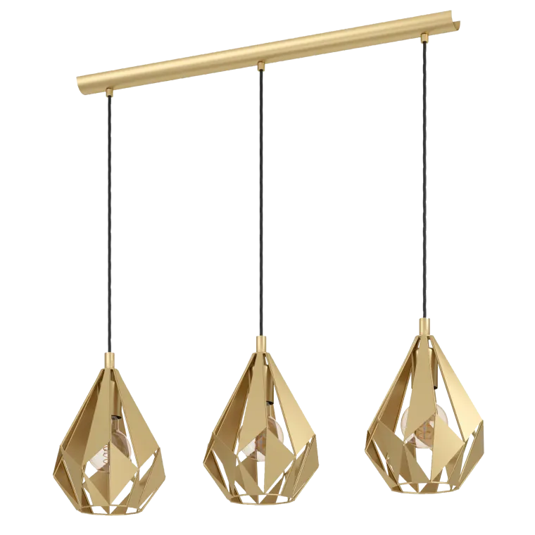 Hängeleuchte EGLO "Carlton", 3-flammig, E27, Stahl, gold, 80,5x20,5x110cm