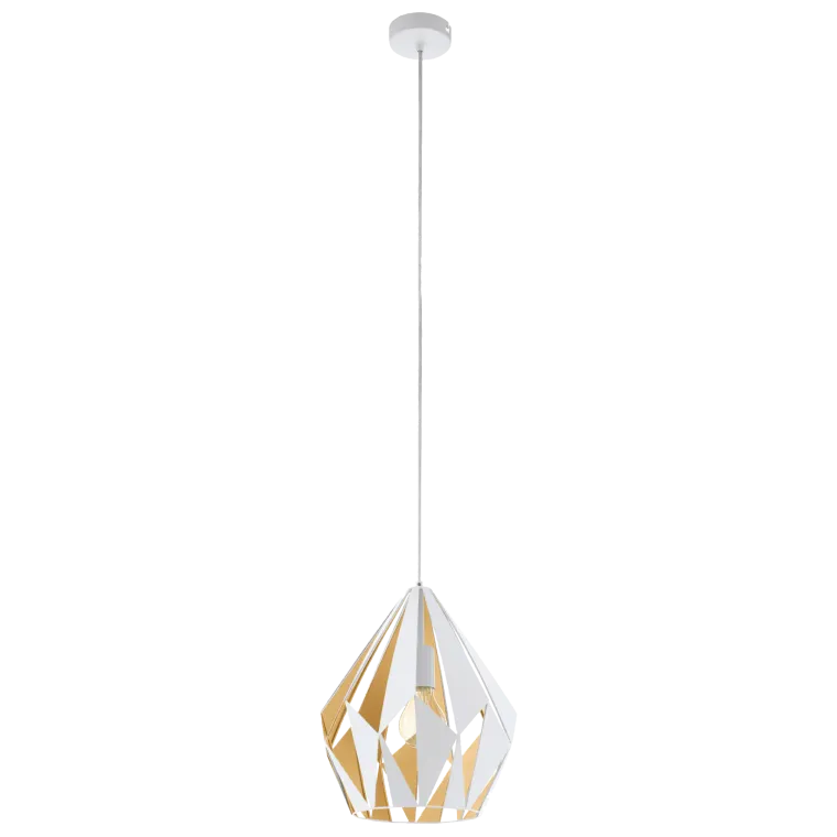 Hängeleuchte EGLO "Carlton 1", E27, Stahl, weiß/honiggold, 110x31cm