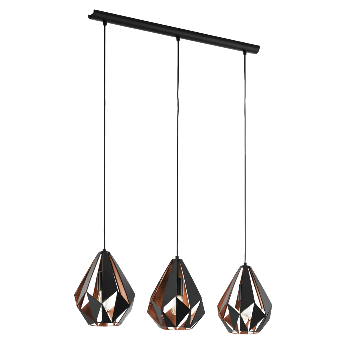 Hängeleuchte EGLO "Carlton 1", 3-flammig, E27, Stahl,schwarz/kupfer, 81x21x110cm