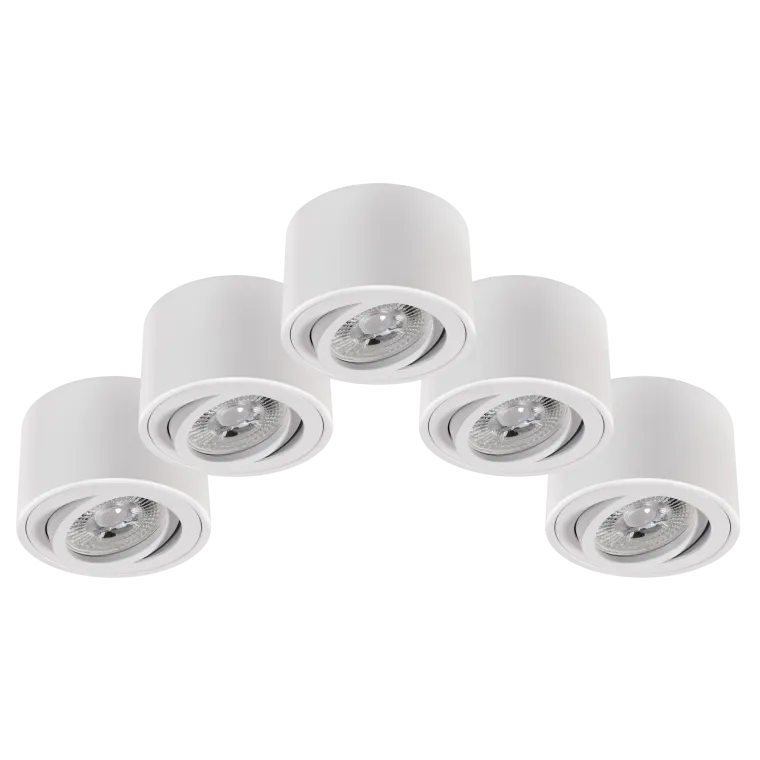 LED-Aufbauleuchte McShine, 5W, 400Lumen, 3000K, ØxH 80x50mm, 5er-Pack