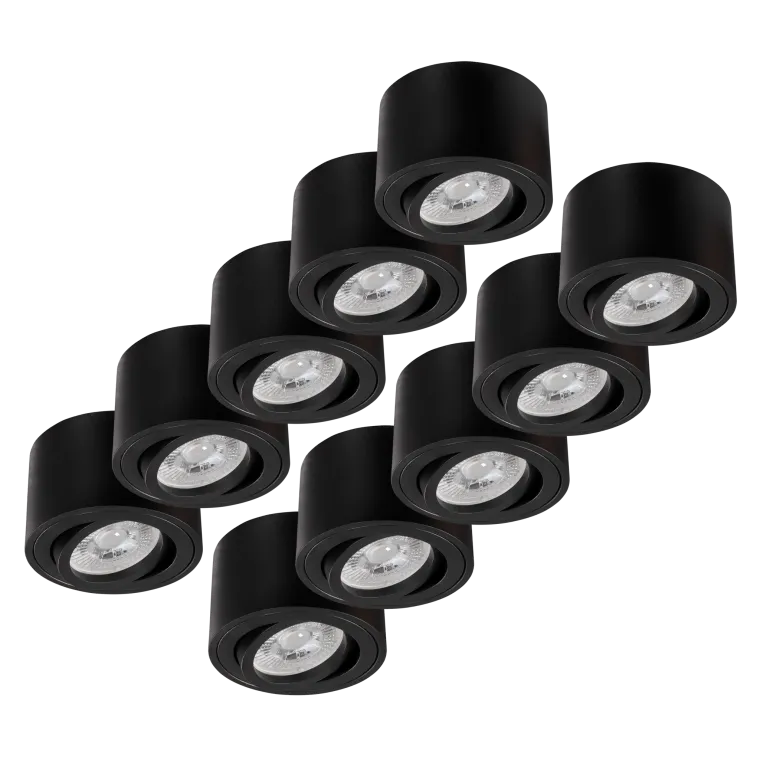 LED-Aufbauleuchte McShine, 5W, 400Lumen, 3000K, ØxH 80x50mm, schwarz, 10er-Pack