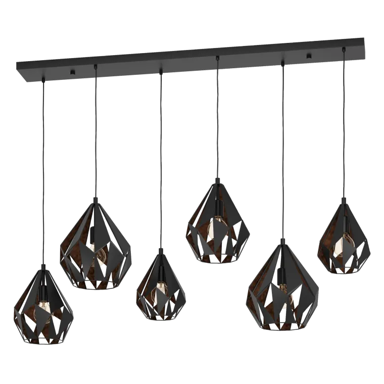 Hängeleuchte EGLO "Carlton 1", E27, Stahl, schwarz/kupfer, 107x38,5x145,5cm