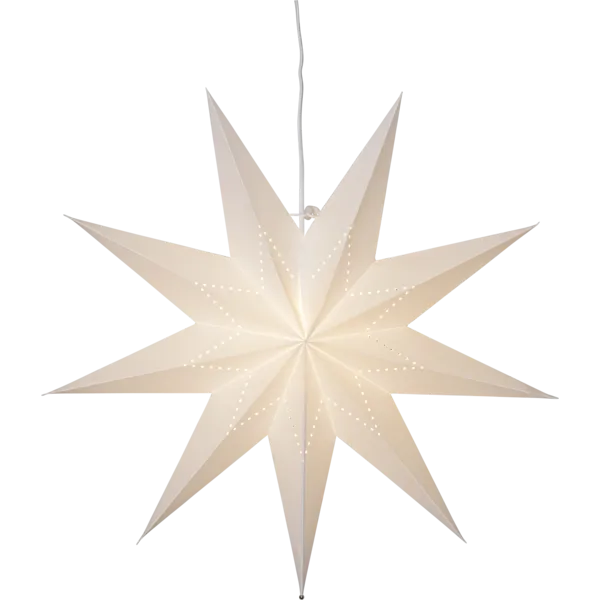 Papierstern "Lysa", weiß, Lochmuster in Sternform, E14, 60x60cm, mit Kabel