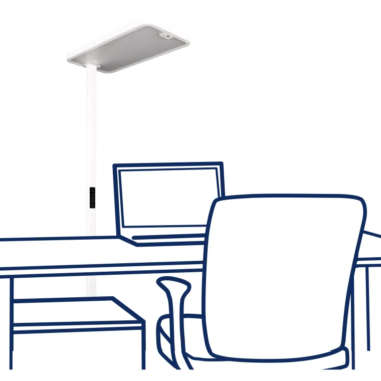 LED-Schreibtisch-Stehleuchte ROLF KERN „Office-Pro“ mit Touch Display, PIR & Tageslicht-Sensor
