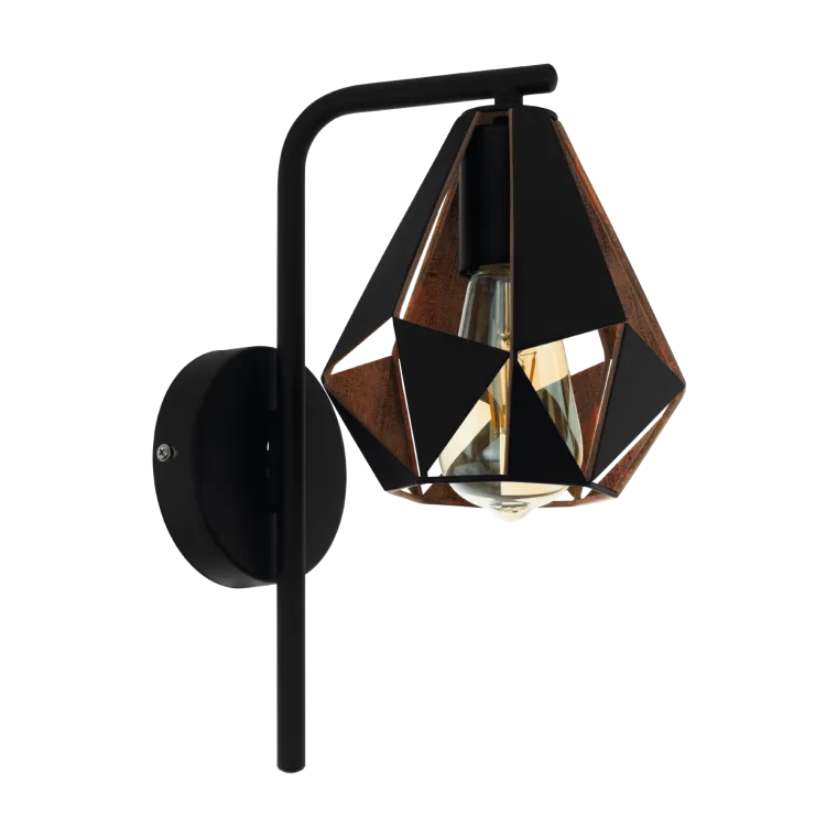Wandleuchte EGLO "Carlton 4", E27, Stahl, schwarz/kupferantik