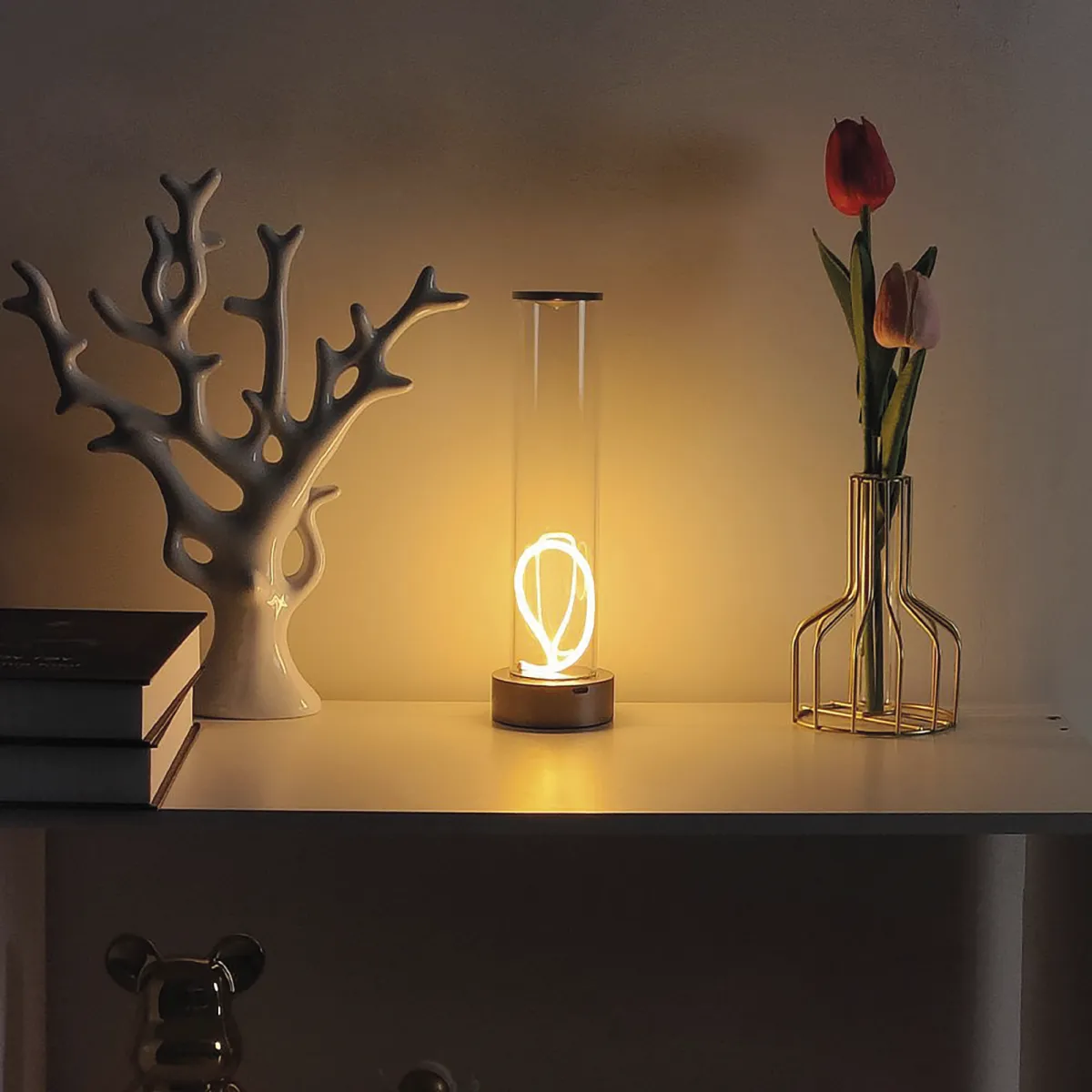 LED-Tischleuchte "Magic", Metall/Glas, 90lm, 3000K, anthrazit, dimmbar