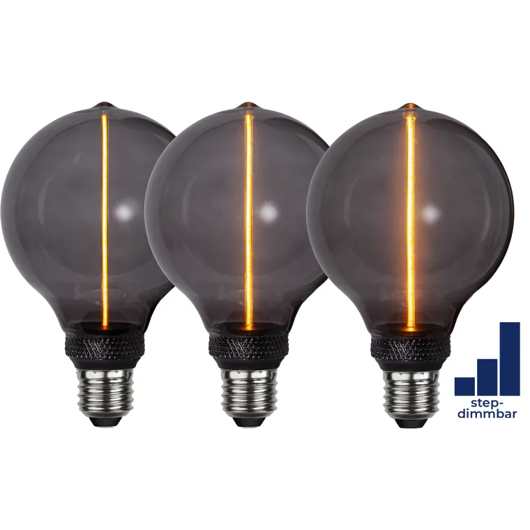 LED-Decoration "One", E27, 1800K, 60LM, 230V/2W, 3-Stufig dimmbar, Rauchglas