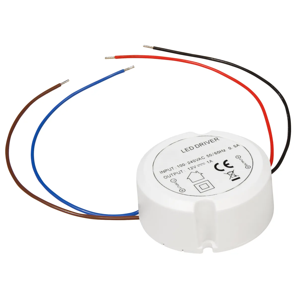 LED-Trafo McShine, IP67, 0,5-15W, Ein 220-240V, 12V= Konstantspannung, rund