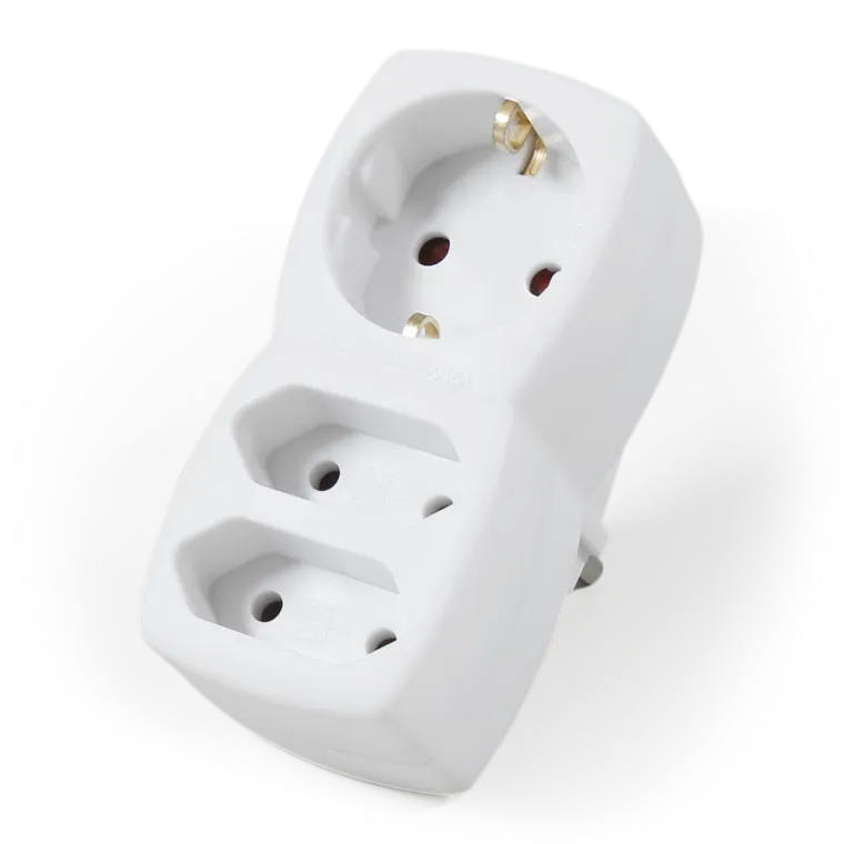Steckdosenadapter 1x Schutzkontakt / 2x Euro, McPower, weiß