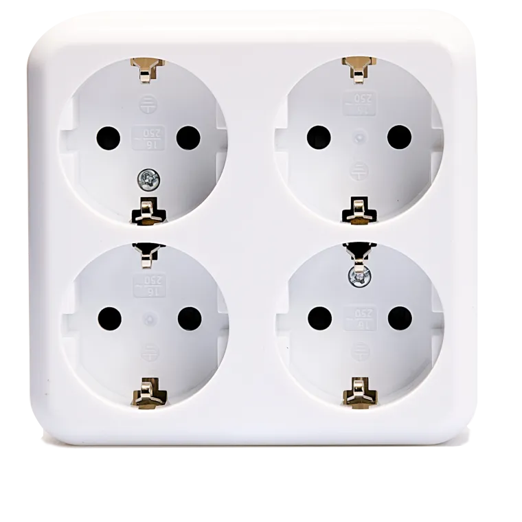 Schutzkontakt-Steckdose 4-fach McPower "Finery", 250V/16A,AP,Einsteckschutz,weiß
