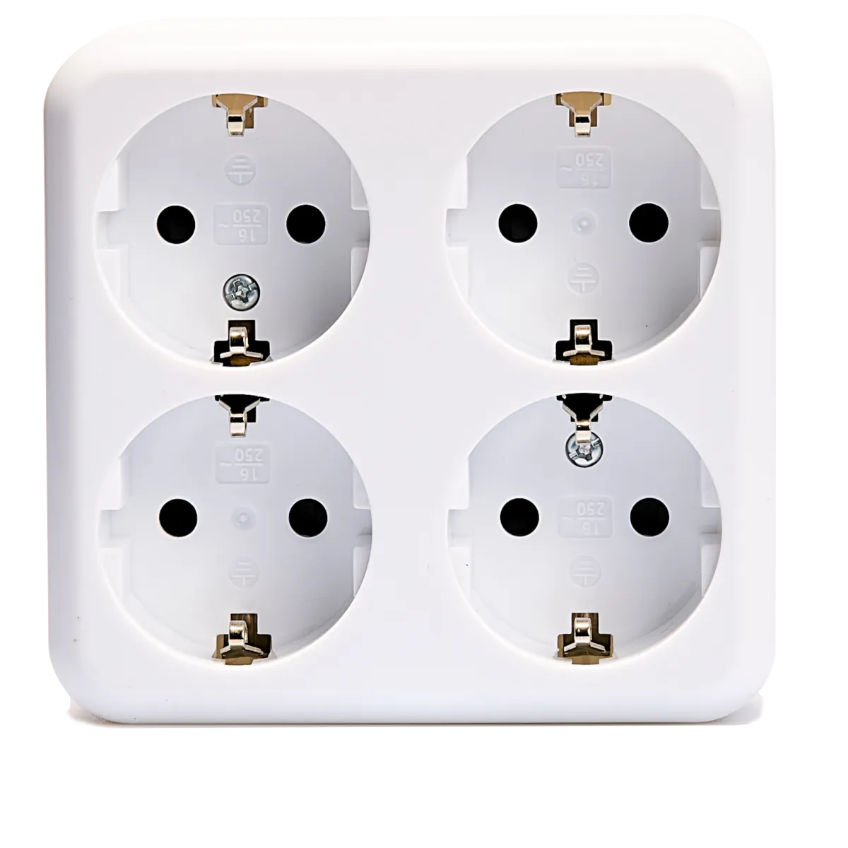 Schutzkontakt-Steckdose 4-fach McPower "Finery", 250V/16A,AP,Einsteckschutz,weiß