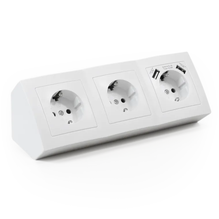 Steckdosenblock McPower "Flair" Aufbau, weiß, 3-fach Schutzkontakt + USB