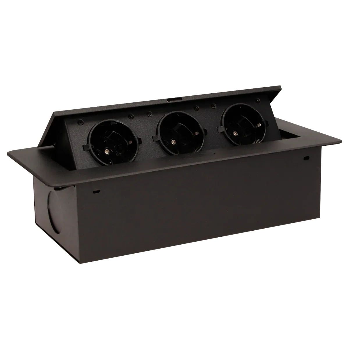 Tisch-Einbausteckdose, 3fach, schwarz, 2500W