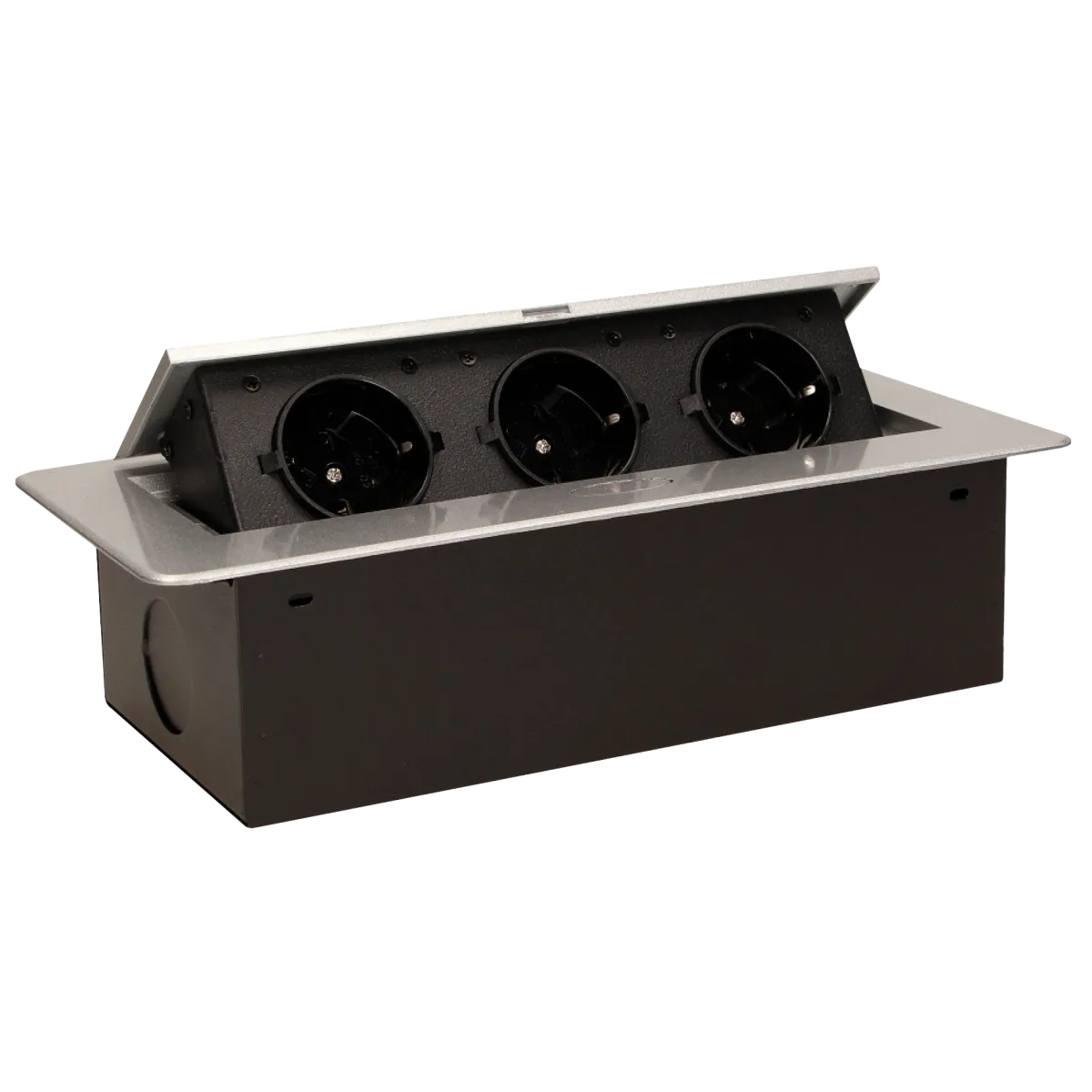 Tisch-Einbausteckdose, 3fach, silber-schwarz, 2500W