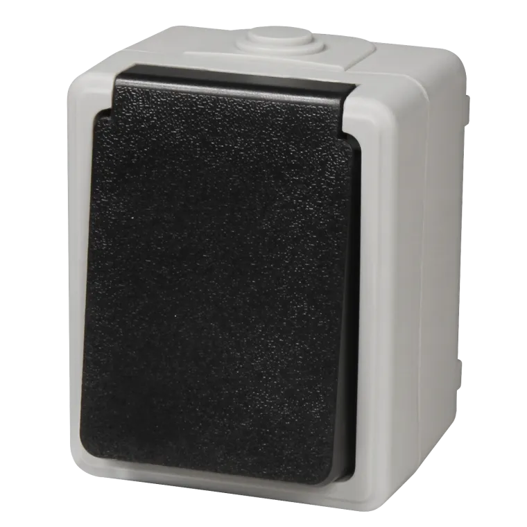 Feuchtraum Steckdose McPower "Taff", 250V~/16A, IP44, AP, grau