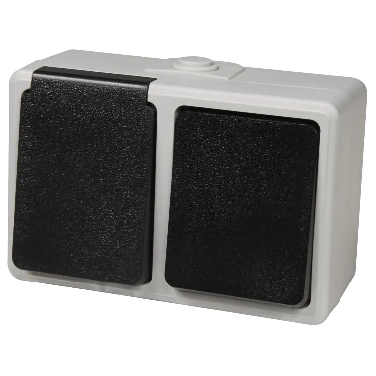 Feuchtraum Kombi-Dose McPower "Taff", 250V~, Schalter+Steckdose, IP44, AP, grau