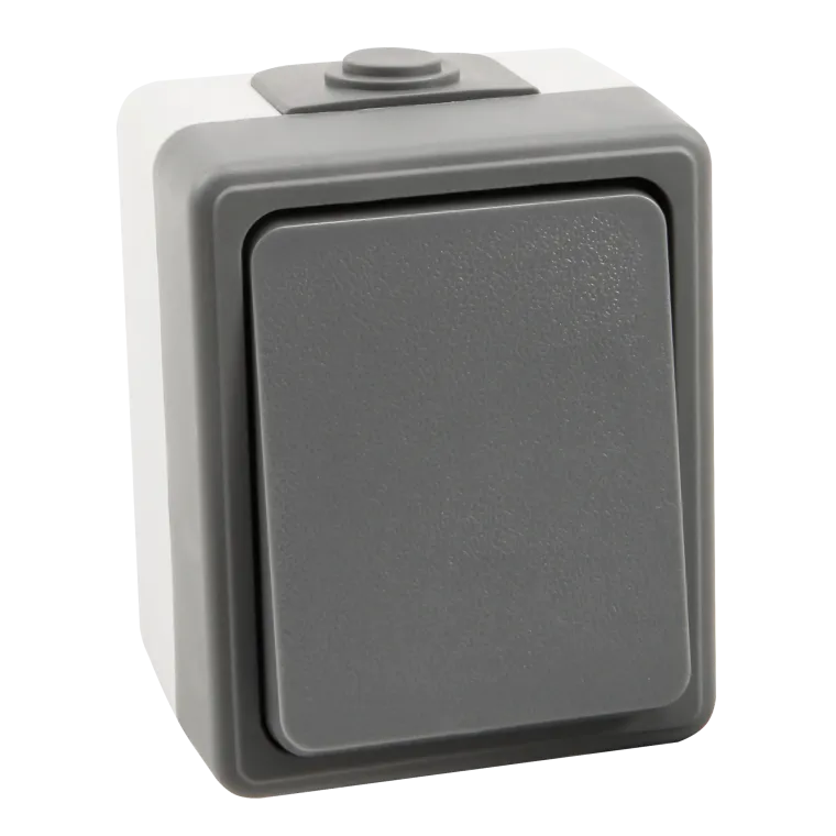 Feuchtraum Wechselschalter McPower "Secure", 250V~/10A, IP44, Aufputz, grau