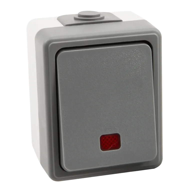 Feuchtraum Orientierungs-Schalter McPower "Secure", 250V~/10A, IP44, AP, grau
