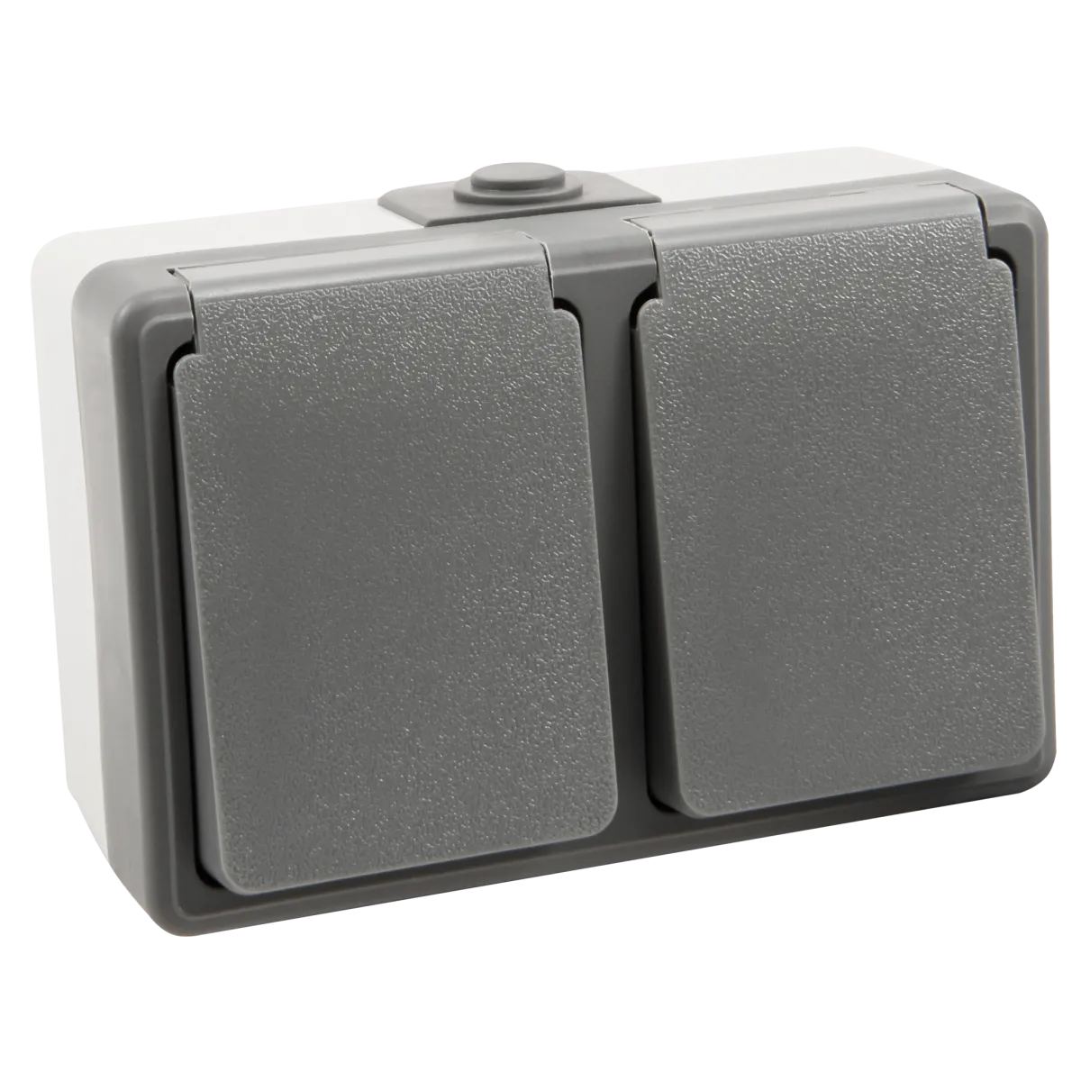 Feuchtraum Doppel-Steckdose McPower "Secure", 250V~/16A, IP44, AP, grau