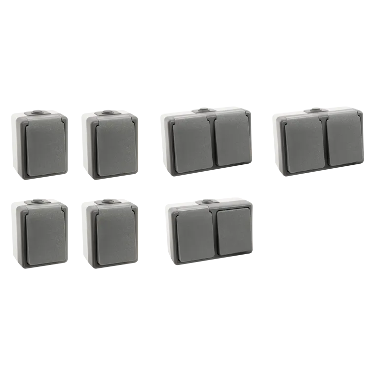 Feuchtraum Set McPower "Secure Werkstatt" 7-teilig, grau, IP44