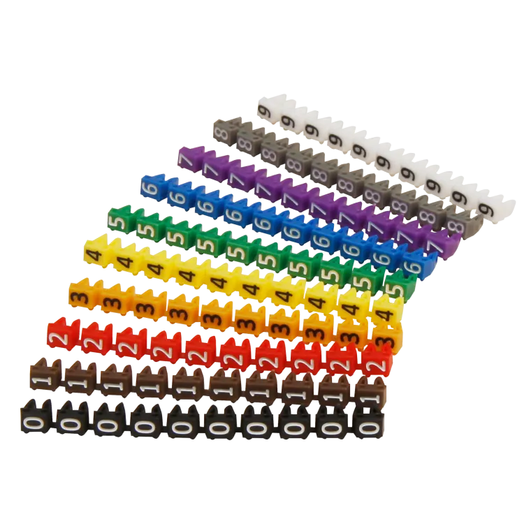 Kabelmarker-Clips McPower, bedruckt mit Ziffern 0-9, Kabeldurchmesser bis 3mm, Kunststoff