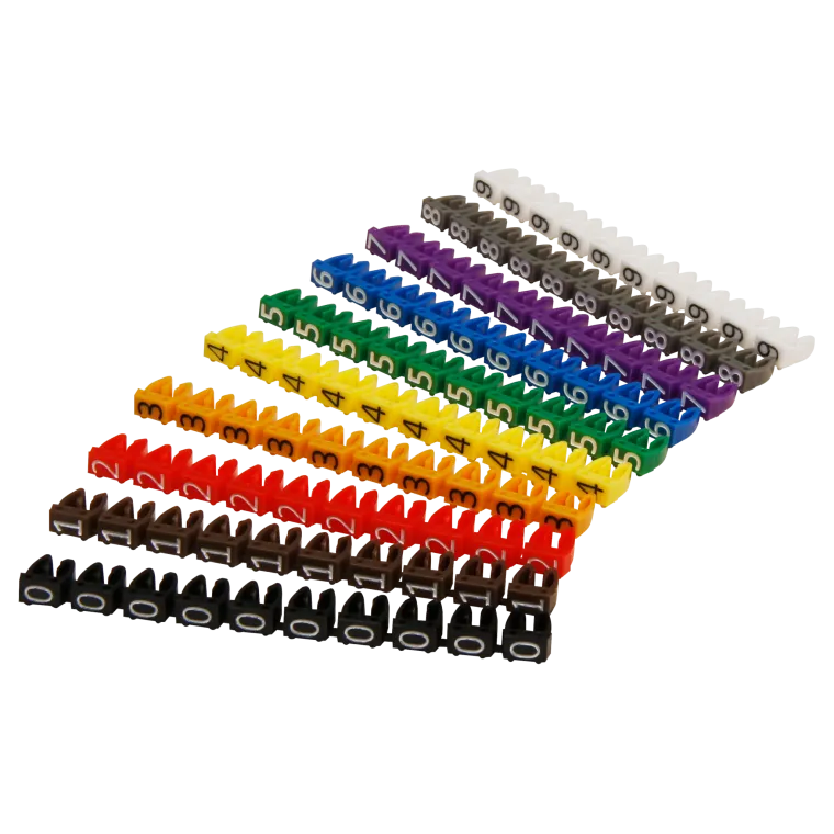 Kabelmarker-Clips McPower, bedruckt mit Ziffern 0-9, Kabeldurchmesser bis 6mm, Kunststoff