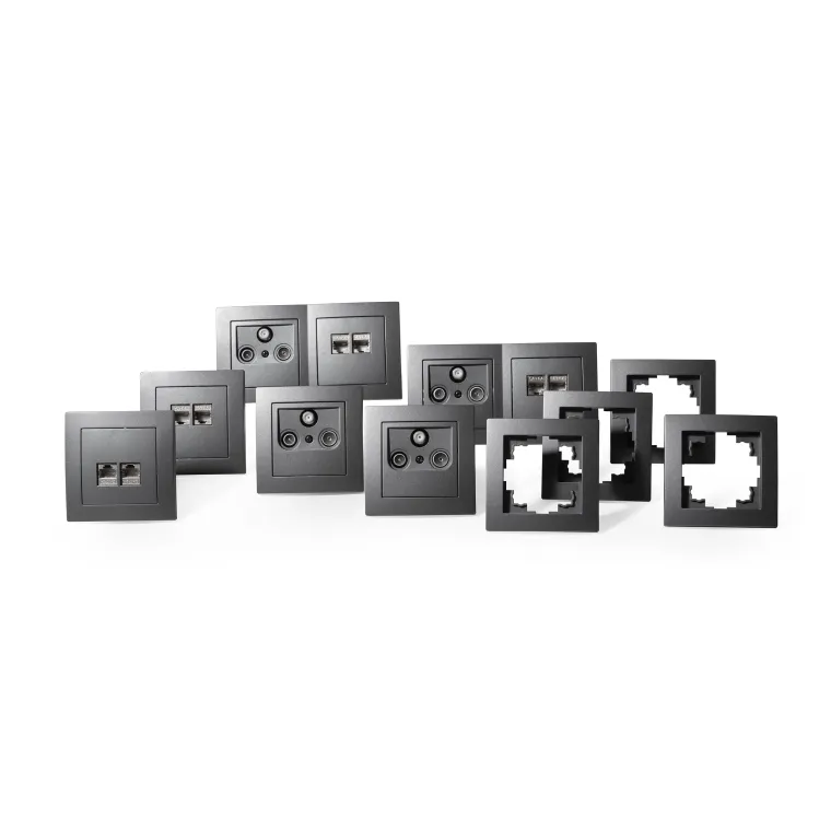 Schalter und Steckdosen Set McPower Flair "Multimedia" 18-teilig, anthrazit