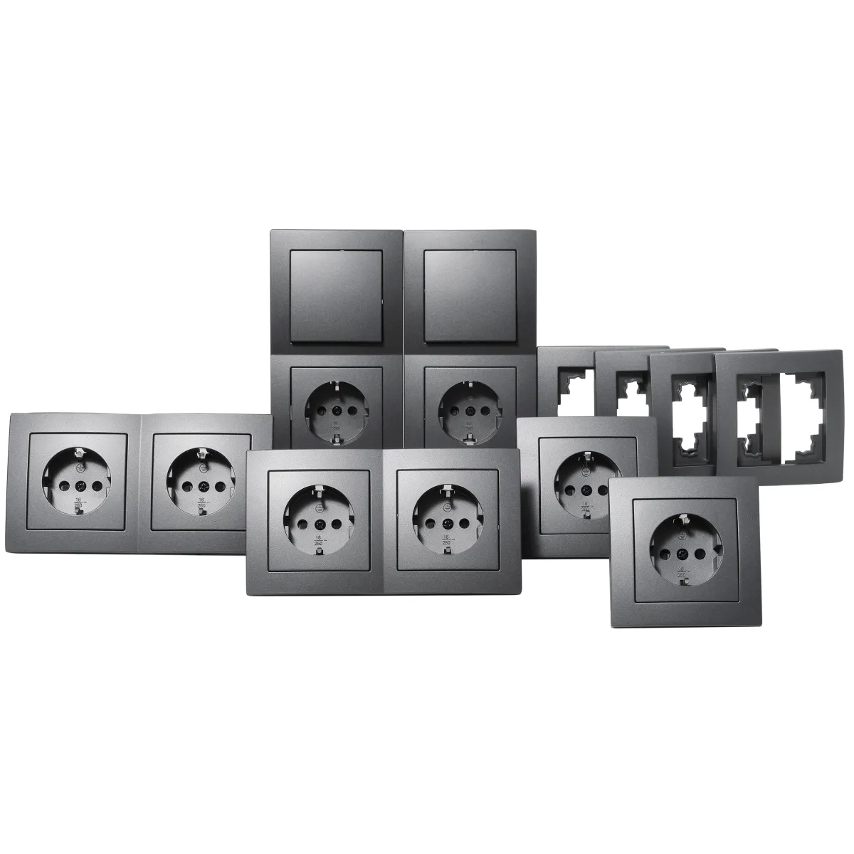 Schalter und Steckdosen Set McPower Flair "Standard" 20-teilig, anthrazit