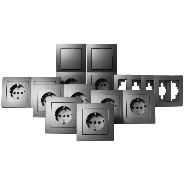 Schalter und Steckdosen Set McPower Flair "Standard Plus" 21-teilig, anthrazit